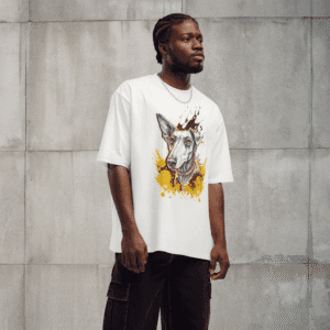 man wearing a dog t-shirt