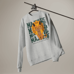 oversized sweatshirt with Majestic Cat design by AmizDesign